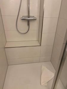 - une cabine de douche avec un rouleau de papier toilette dans l'établissement Petine Langeoog, à Langeoog