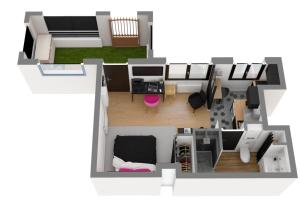 plan piętra małego apartamentu w obiekcie Studio le petit baroque w mieście Chevilly-Larue