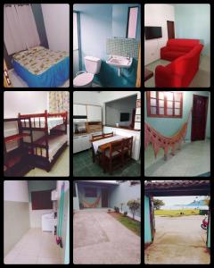 a collage of pictures of different rooms at Casa pé na areia in Ubatuba