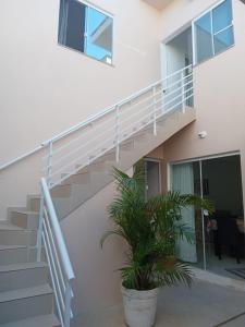 a staircase in a building with a potted plant at Casa em canasvieiras in Florianópolis