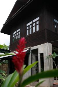 a house with a red flower in front of it at Baan Hanibah in Chiang Mai
