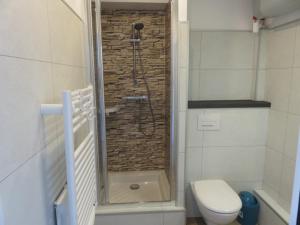 a bathroom with a shower and a toilet at ANGLET-BIARRITZ Studio vue Mer - Terrasse + Garage in Anglet