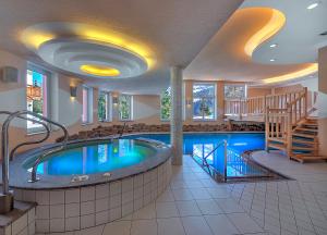 a large pool with a hot tub in a building at Hotel Negritella in Folgarida