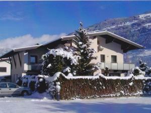 アシャウにあるComfortable Apartment in Aschau im Zillertal near Ski Areaの雪中のクリスマスツリーのある家