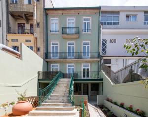 a view of a building with stairs and balconies at bnapartments Cedofeita in Porto
