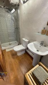 a bathroom with a toilet and a sink and a shower at Apartamento Maudes de StarApsTenerife in Sauzal