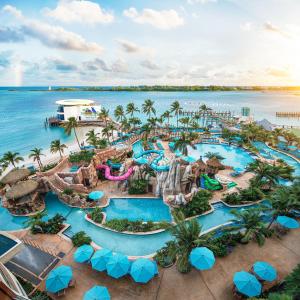 an aerial view of the water park at the resort at Margaritaville Beach Resort Nassau in Nassau