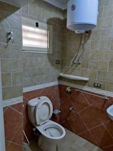 a bathroom with a toilet and a sink and a window at 2bed rooms 95m, Garden&sea view, first floor, Family only دور اول بمدخل مستقل in Alexandria