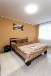 1 dormitorio con 1 cama grande en una habitación en Бам. Однокімнатна квартира в новобудові, en Ternopilʼ