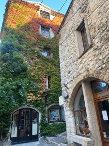a stone building with ivy growing on it at Maison pittorresque St Paul de Vence in Saint Paul de Vence