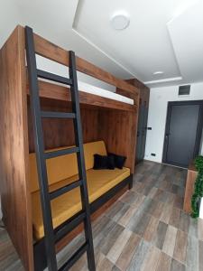 een stapelbed in een kamer met een ladder bij Apartman Studio LASTIN PUT Divčibare in Divčibare