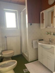 y baño con aseo y lavamanos. en Jelovska cesta 13 en Bled