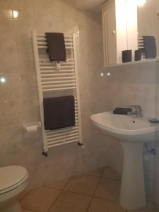 une salle de bain avec un lavabo et des toilettes dans l'établissement Apartment Le Logge, à Sestrières