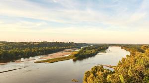 an aerial view of a river with trees at Gîte Ohlavache! in Champtoceaux