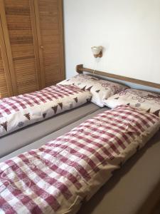 Duas camas sentadas uma ao lado da outra num quarto em Distel em Ritzingen