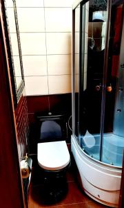 a bathroom with a toilet and a bath tub at PremierAtlant in Dnipro