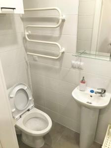 a bathroom with a toilet and a sink at Apartamentai Nidos centre Taikos g in Nida