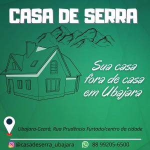 a poster for a house in front of a mountain at Casa de serra -3 quartos in Ubajara