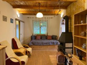 a bedroom with a bed and a tv in a room at Chaty Pod Javorovým in Třinec