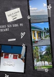 a collage of three pictures of a hotel room at Coco Sea Bangpo Resort in Ban Bang Po