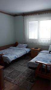 a room with two beds and two windows at Apartman Tamara in Žabljak