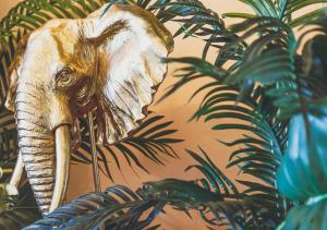 a painting of an elephant with its tusks at JUNGLE SUITE --- VASCA in camera in Turin