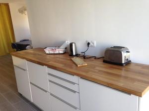 eine Küchenarbeitsplatte mit einem Toaster in der Unterkunft Escapade a Chaucre - St Georges - Maison plain pied - 3 chambres - 7 couchages in Chaucre