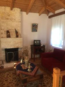 a living room with a couch and a fireplace at Ionas House in Líppa