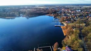 an aerial view of a large body of water at Pension und Ferienwohnung Walther App. 2 in Storkow