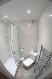 a small bathroom with a toilet in a room at The Eastleigh in Skegness