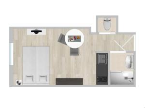 disegno di una pianta di una stanza di Budget studio Berlioz a Nizza