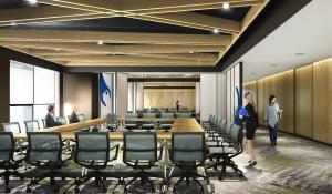 a rendering of a meeting room with a table and chairs at Artyzen Habitat Qiantan Shanghai in Shanghai