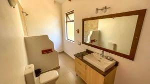 a bathroom with a sink and a mirror at The Senna House in Nakuru