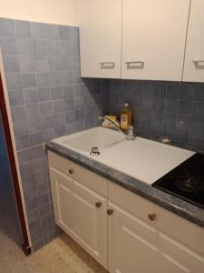 a kitchen with a sink and a counter top at Studio Cap d'Agde le Môle in Cap d'Agde