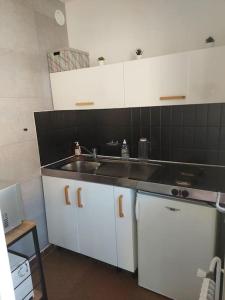 a kitchen with a sink and a counter top at Studio Championnet, balcon, haut confort in Grenoble