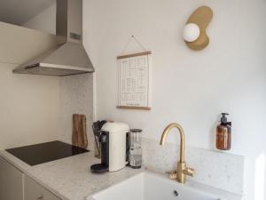 cocina con fregadero y encimera en L'ORANGERAIE Appartement design en plein centre, en Castres
