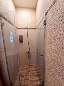 a shower with a glass door in a bathroom at Kenting Ocean World Diving II in Hengchun
