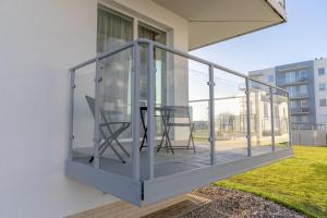 Balkón alebo terasa v ubytovaní AL-DOM apartamenty Apartament Stjarne w spokojnej okolicy
