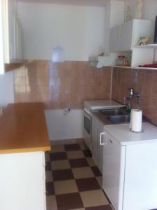 eine kleine Küche mit Spüle und Arbeitsfläche in der Unterkunft Apartment Žarko in Brna