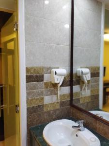 a bathroom with a sink and a mirror at Rendezvous hotel petra in Wadi Musa