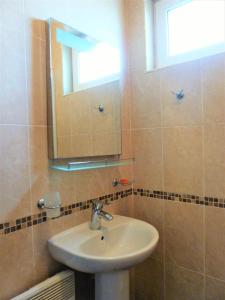 łazienka z umywalką i lustrem w obiekcie Apartment Lozenets w Łozencu