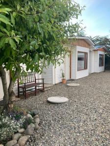 una panchina e un albero in un cimitero di Rumbo Suites a Punta Arenas Altre 12 foto