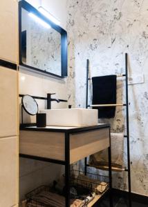 a bathroom with a sink and a mirror at Magnolia : Superbe deux-pièces quartier du Château in Pau