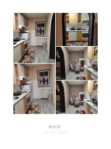 a collage of four pictures of a kitchen at Cozy apartment Linda in Izola