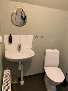 Ett badrum på Bjälbo Gästhus B&B