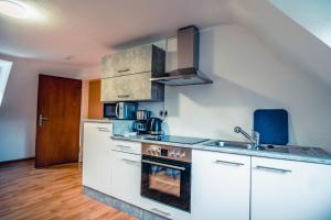 Kuchyň nebo kuchyňský kout v ubytování Rheinterrasse Wohnung 2