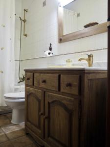 La salle de bains est pourvue d'un lavabo, de toilettes et d'un miroir. dans l'établissement El Rincón de Anter, à Higuera de las Dueñas