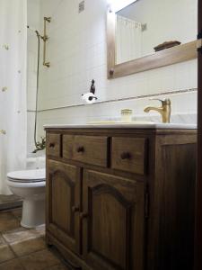a bathroom with a sink and a toilet and a mirror at El Rincón de Anter in Higuera de las Dueñas +52 photos