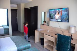 TV a/nebo společenská místnost v ubytování Hôtel Saja