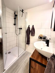Kylpyhuone majoituspaikassa Das Stader Quartier